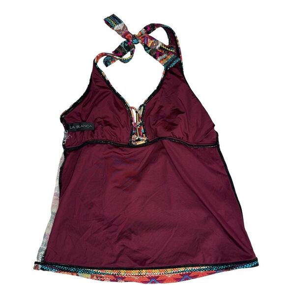 La Blanca Tribal Halter Tankini swimsuit Set, multicolor, Size 6 - Picture 4 of 11